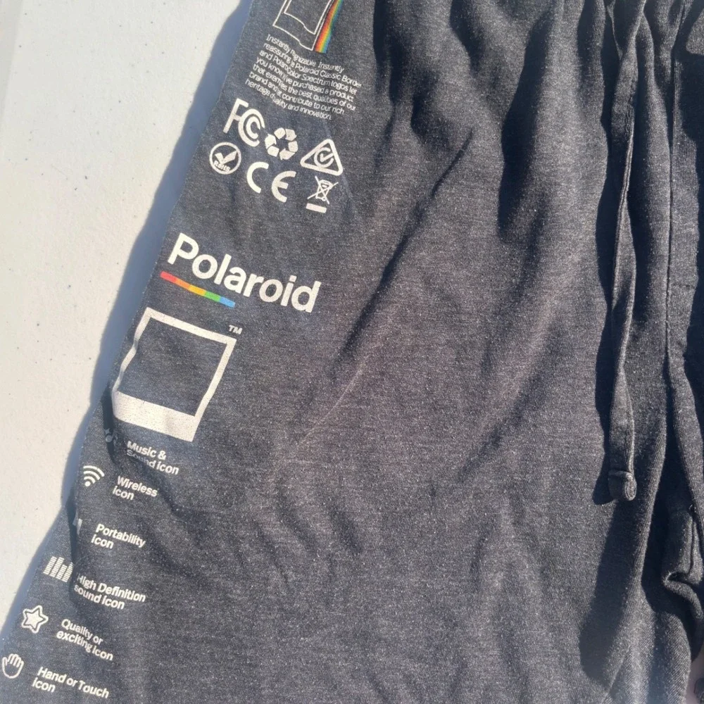 Polaroid Photography Lounge Shorts Mens Small Charcoal Gray Rainbow Graphic